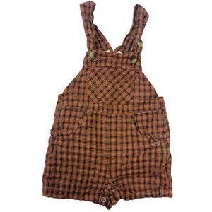 Vtg‎ Basic Editions Orange Plaid Shortall Overalls Baby Toddler 18 Months Cotton